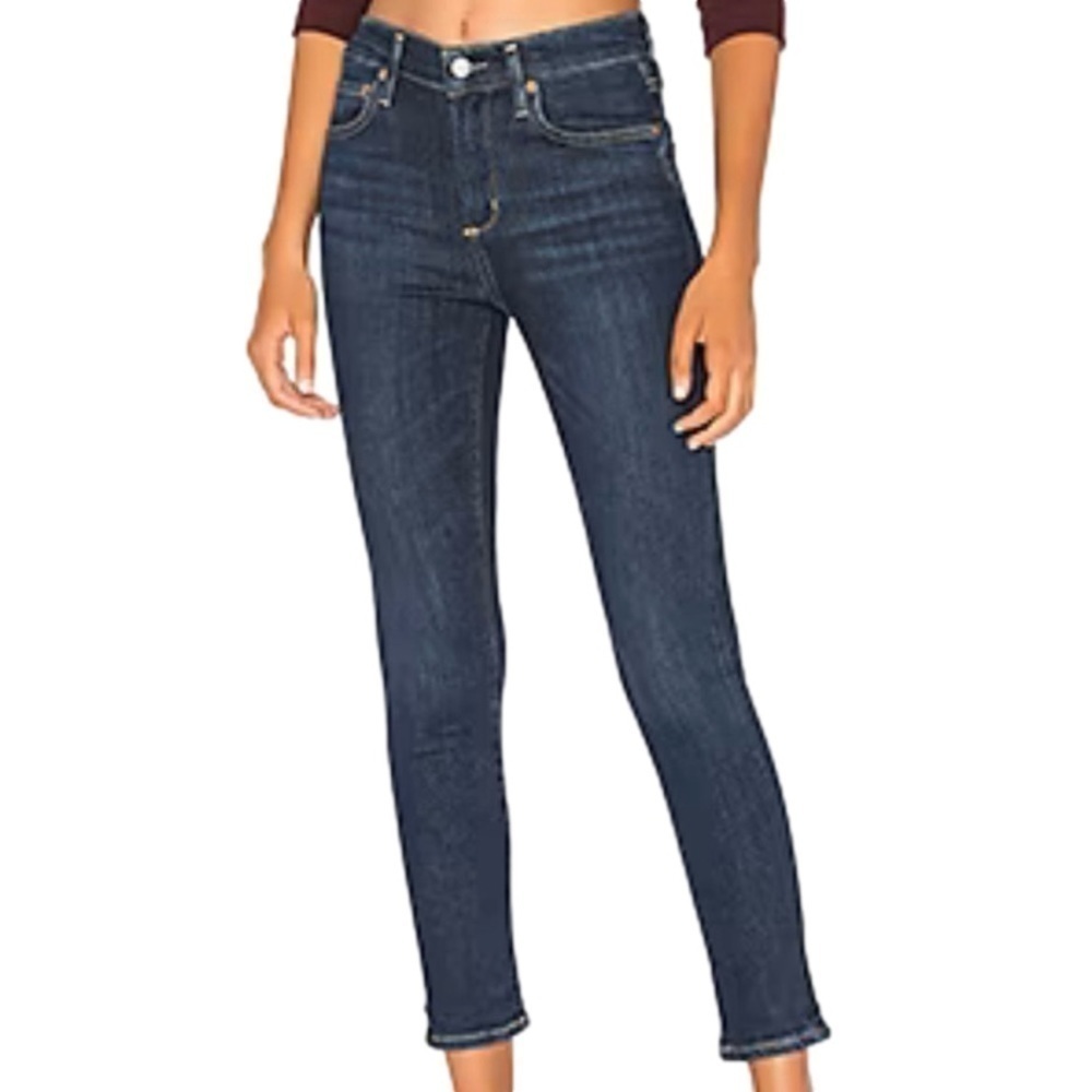 Agolde Premium Denim Sophie High Rise Skinny Crop Jeans Size 27 Dark Wash